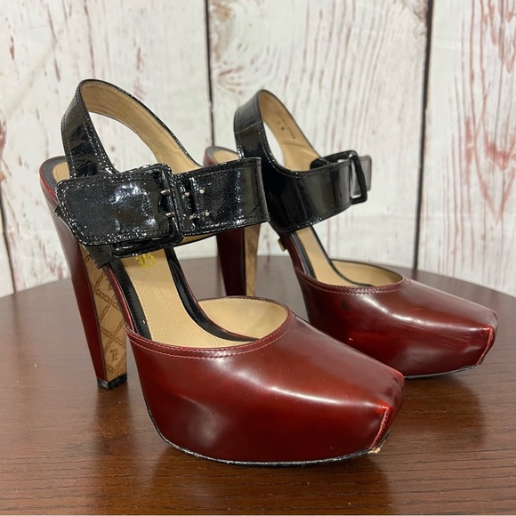 L.A.M.B. by Gwen Stefani HAMURA women’s Platform Heels  Black red Vintage Y2K 7B - Picture 1 of 17